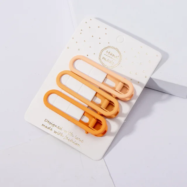 Metal Geometric Hair Clip Solid Colorful Girls Hairpins 3pcs/Set Elegant Star Round Barrette for Women Fashion Hair Clips 2022 24