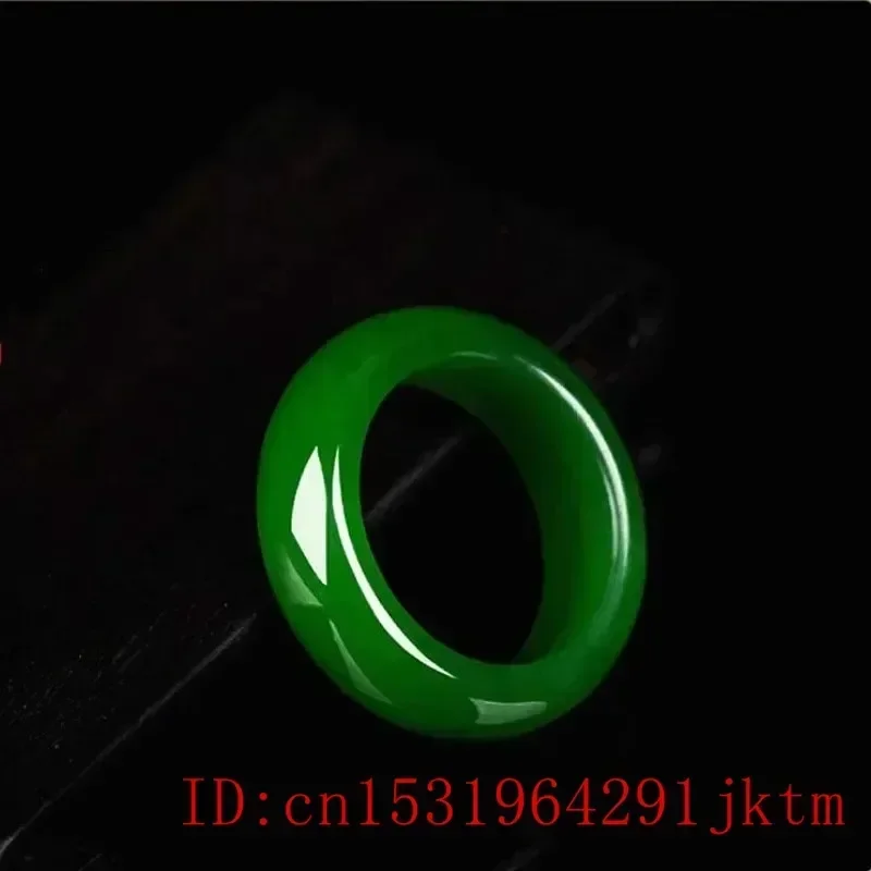 Natural Green Jade Stone Ring - Hand-Carved Chinese Jadeite Jewelry, Lucky Charm For Men & Women (Size 11) - View #2