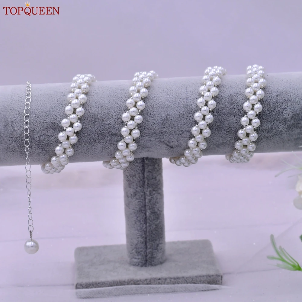 TOPQUEEN S398 Pearl Chain Woman Belt Elegent Beaded Ladies Dresses Sash Bridal Wedding Accessories Bridesmaid Girl Waistband