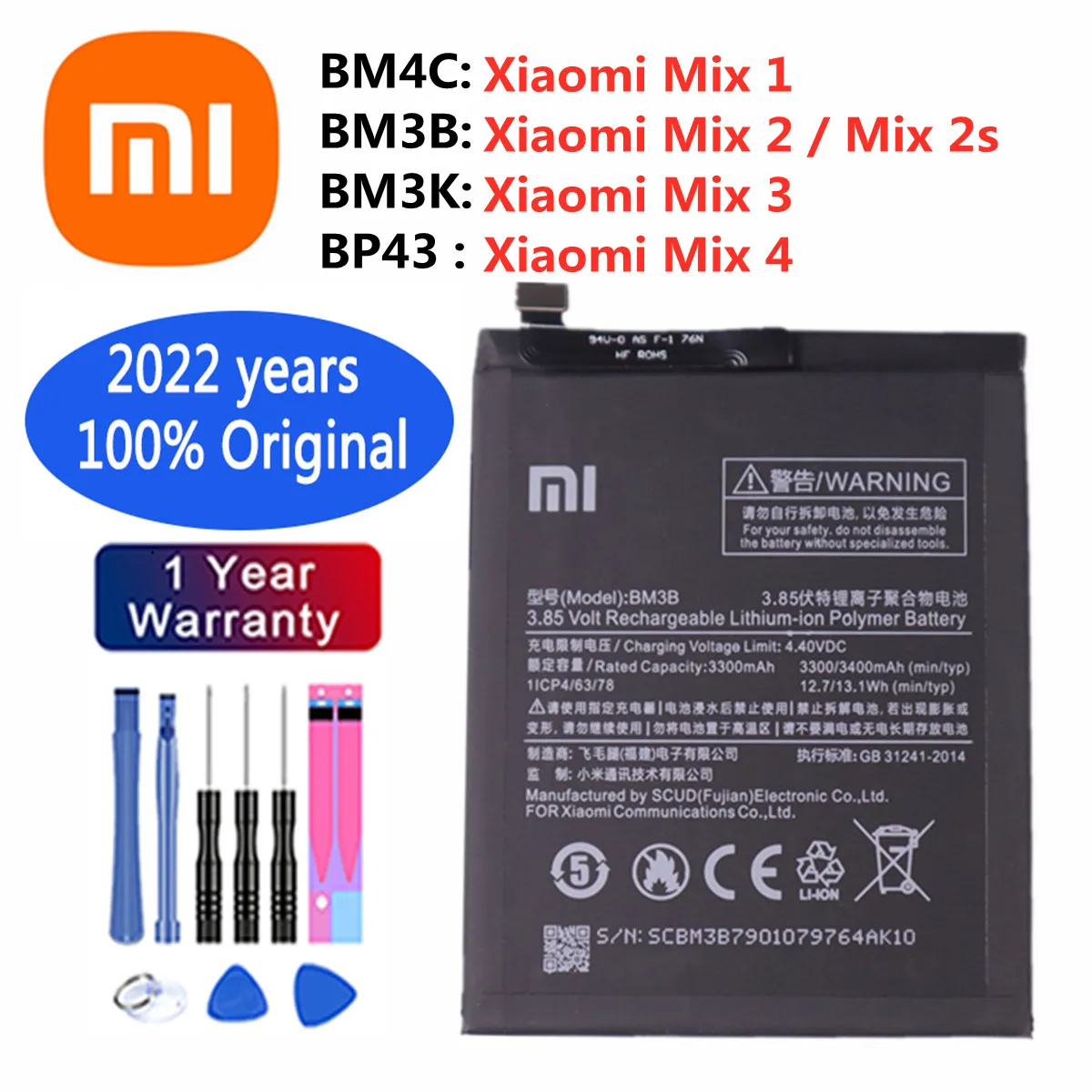 

Orginal Xiaomi BM3K BM3B BM4C BP43 Cell Phone Battery For Xiaomi Mi Mix 3 2 2S 4 1 Mix3 Mix2 Mix2S Mix4 Rechargeable Batteries