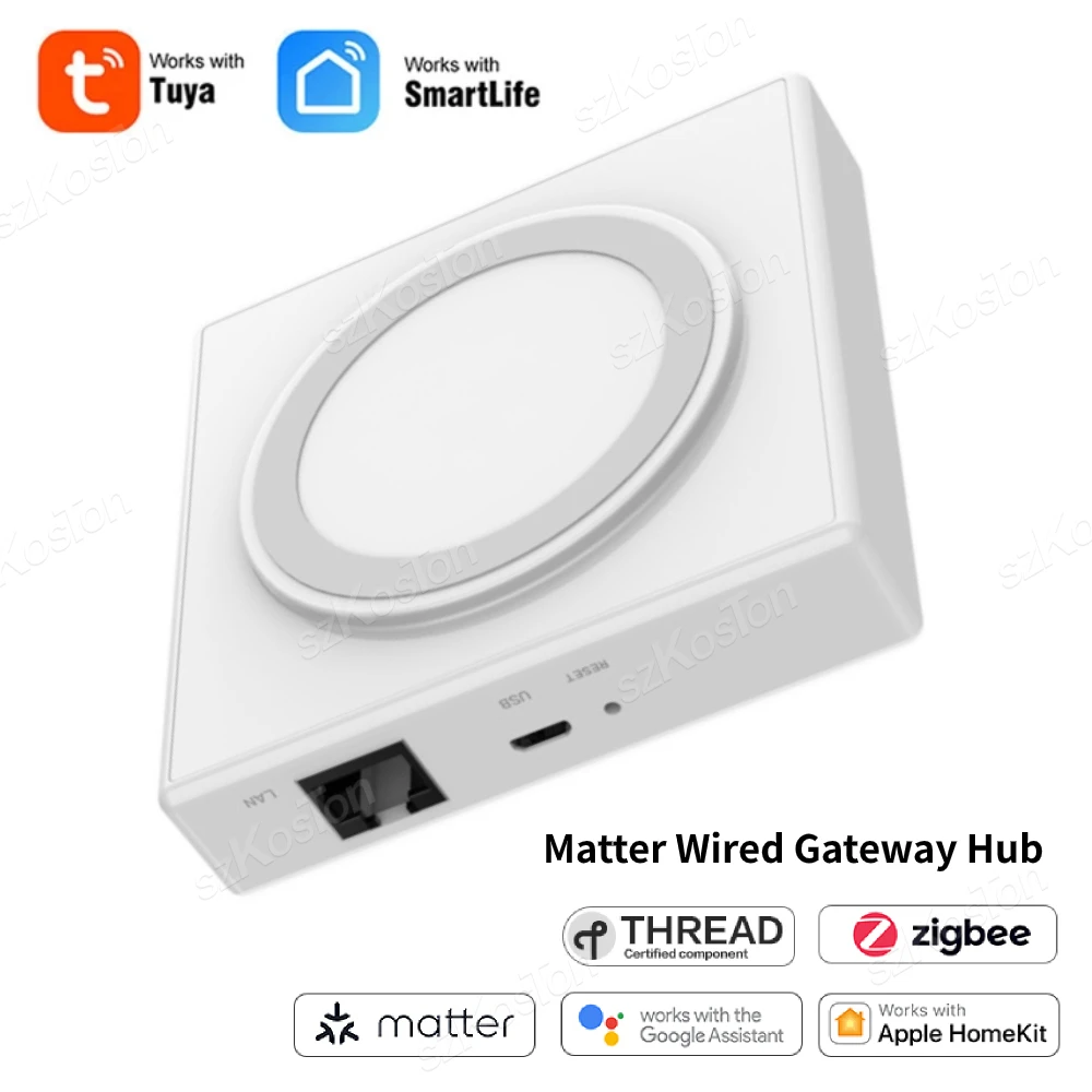 

Matter Thread Hub Tuya Wired Zigbee Smart Home Bridge Gateway Voice Control For Homekit Smart Life Works with Siri Alexa Google