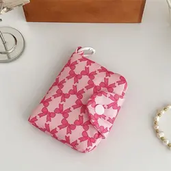 Chic Floral Coin Purse & Card Holder - Portable Korean Fashion (Pink Bow)