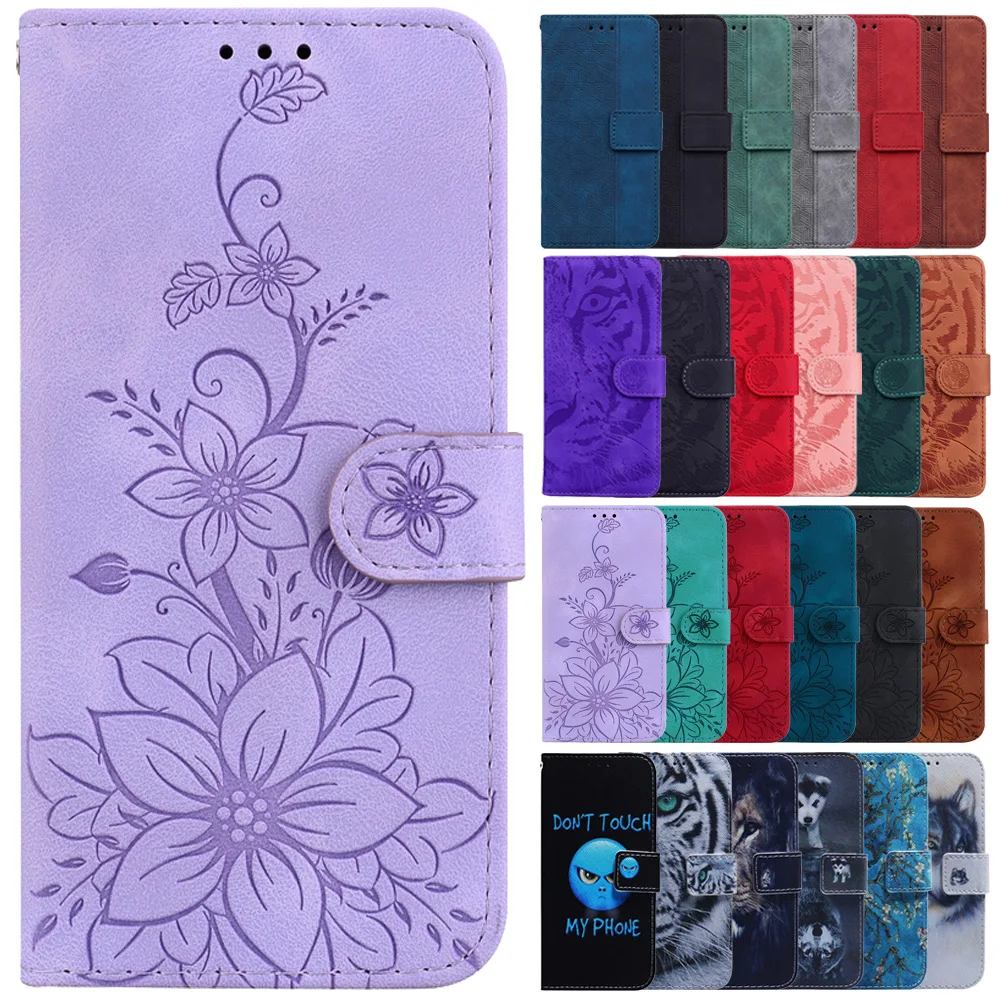 Solid Color Leather Flip Phone Case with Wallet Card Slots