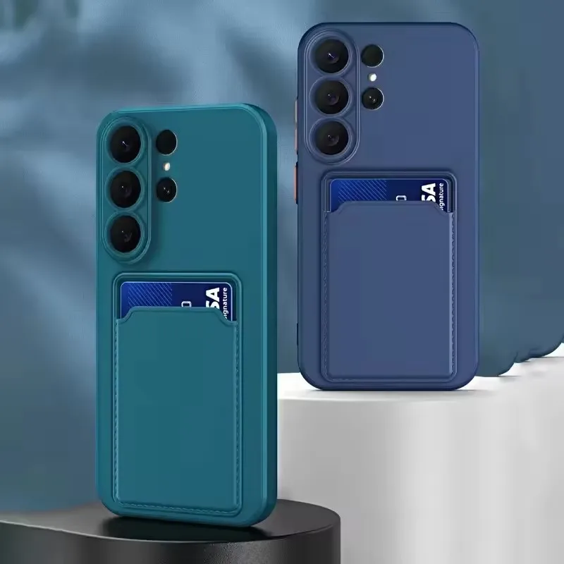 Premium Wallet Card Slot Silicone Case - Shockproof Full Protective TPU Cover