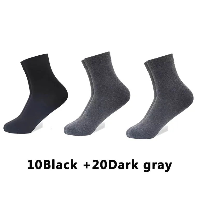 30 زوج/الرجال جوارب عمل قطنية كلاسيكية أسود رمادي...