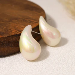 WILD & FREE Trendy Acrylic Pearl Drop Earrings for Women Vintage Irregular Droplet Shaped Earring Chic Jewelry