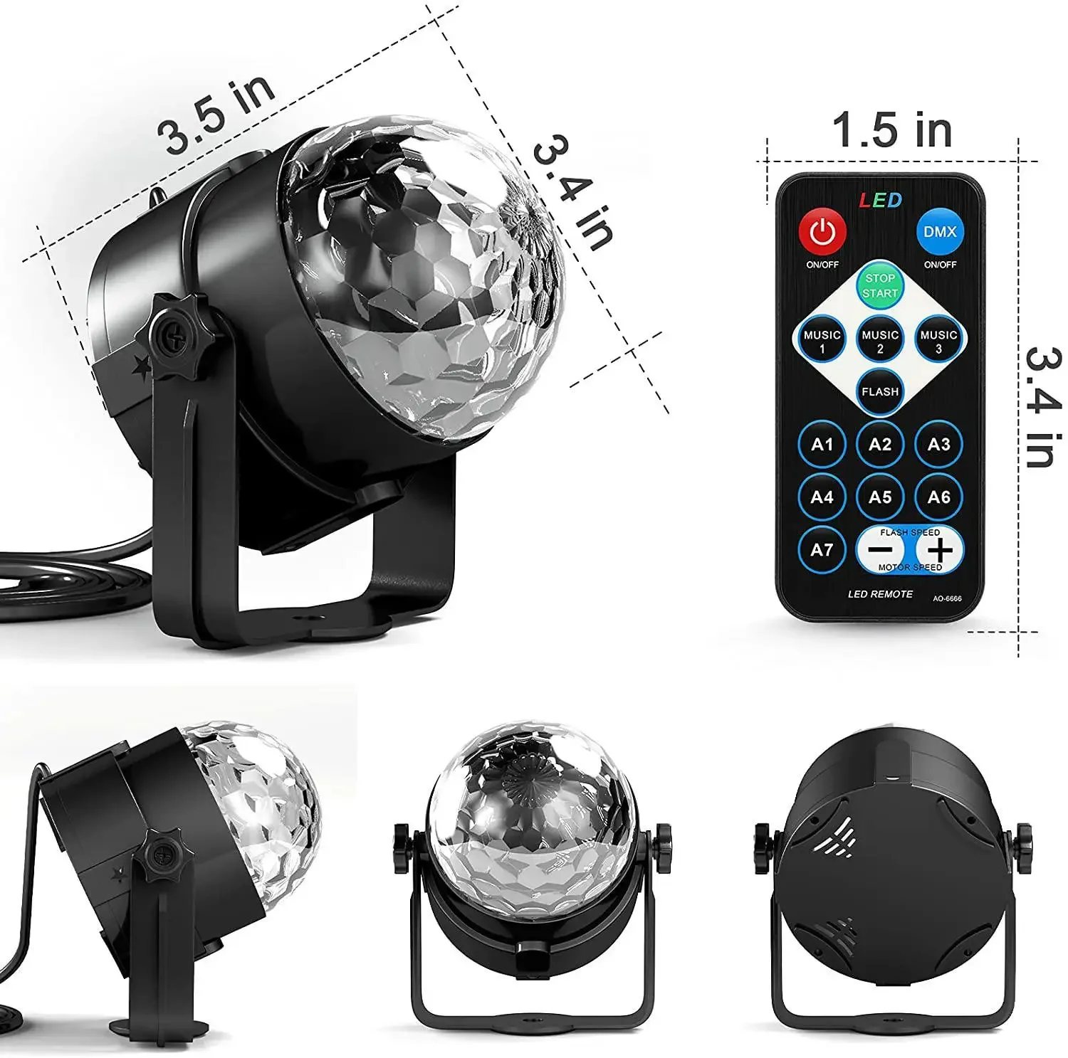 Disco Ball Light Disco Light LED Stage Light Mini LED Stage Light 1-4Pcs Alternating Flashing Light Stage Lamp with Remote Control EU for Home Room Parties Birthday Wedding Bar