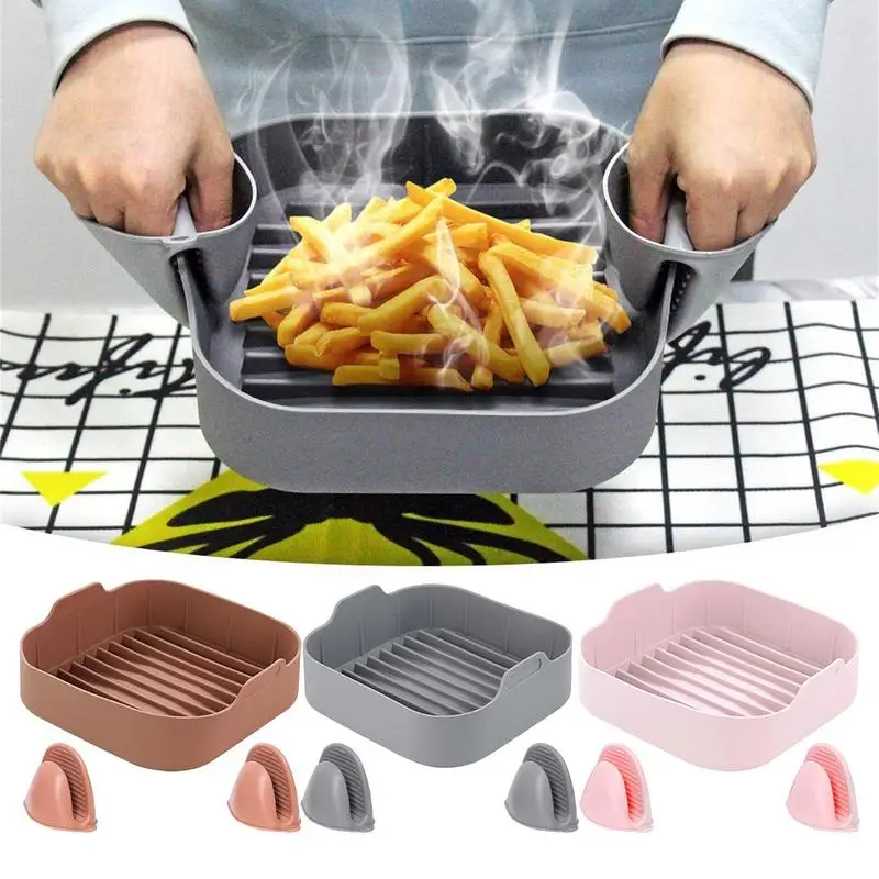 

Silicone Food Safe Reusable Air Fryer Baskets With Mitts Replacement Of Parchment Paper Liners Easy Cleaning Air Fryer Oven