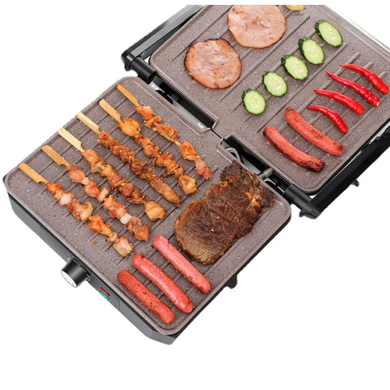  Sandwichera 2 en 1 y plancha eléctrica - Parrilla de prensa  Panini - Bandeja de goteo extraíble - Revestimiento antiadherente (1500 W)  : Hogar y Cocina