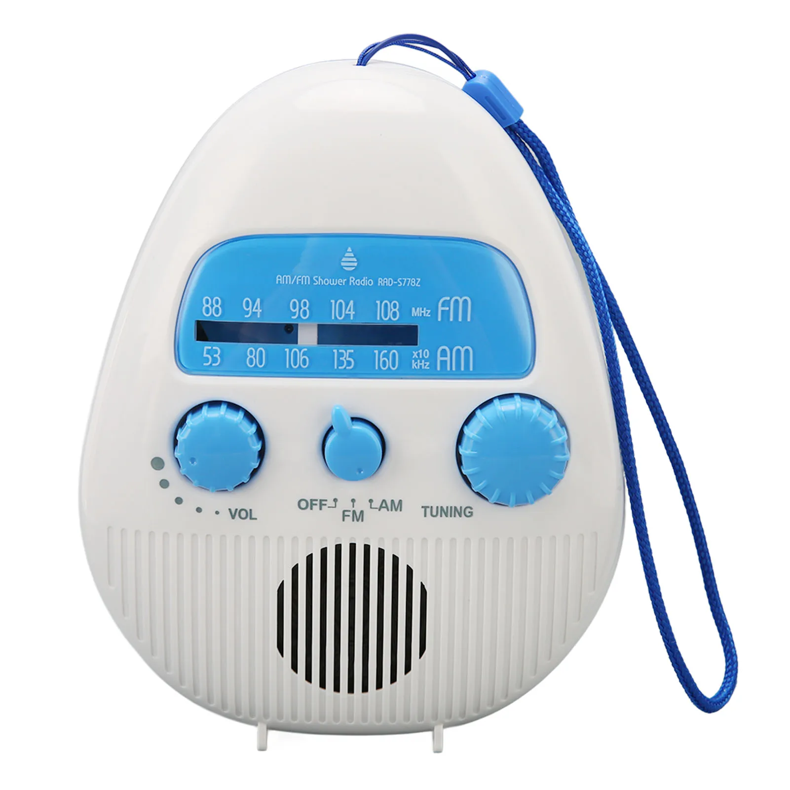 Waterproof Portable Shower Radio with Built-in Speaker, AM/FM, Battery Operated
