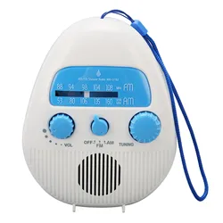 Waterproof Portable Shower Radio with Built - in Speaker, AM/FM, Battery Operated (WHITE)