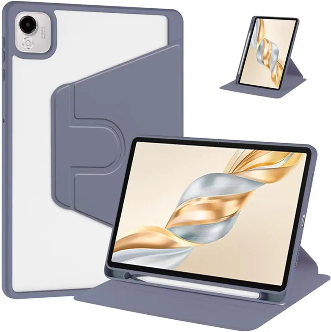 Premium 11.5 Acrylic Back Tablet Case with 360° Rotating Stand and Pencil Holder