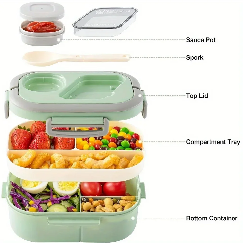 Kasanni Lunch Box con scomparti, lunch box, contenitore per pranzo e insalata, bento box con cucchiaio, snack box, pranzo, per adulti e bambini, senza BPA (Blu Kasanni Lunch Box con scomparti, lunch box, contenitore per pranzo e insalata, bento box con cucchiaio, snack box, pranzo, per adulti e bambini, senza BPA (Blu