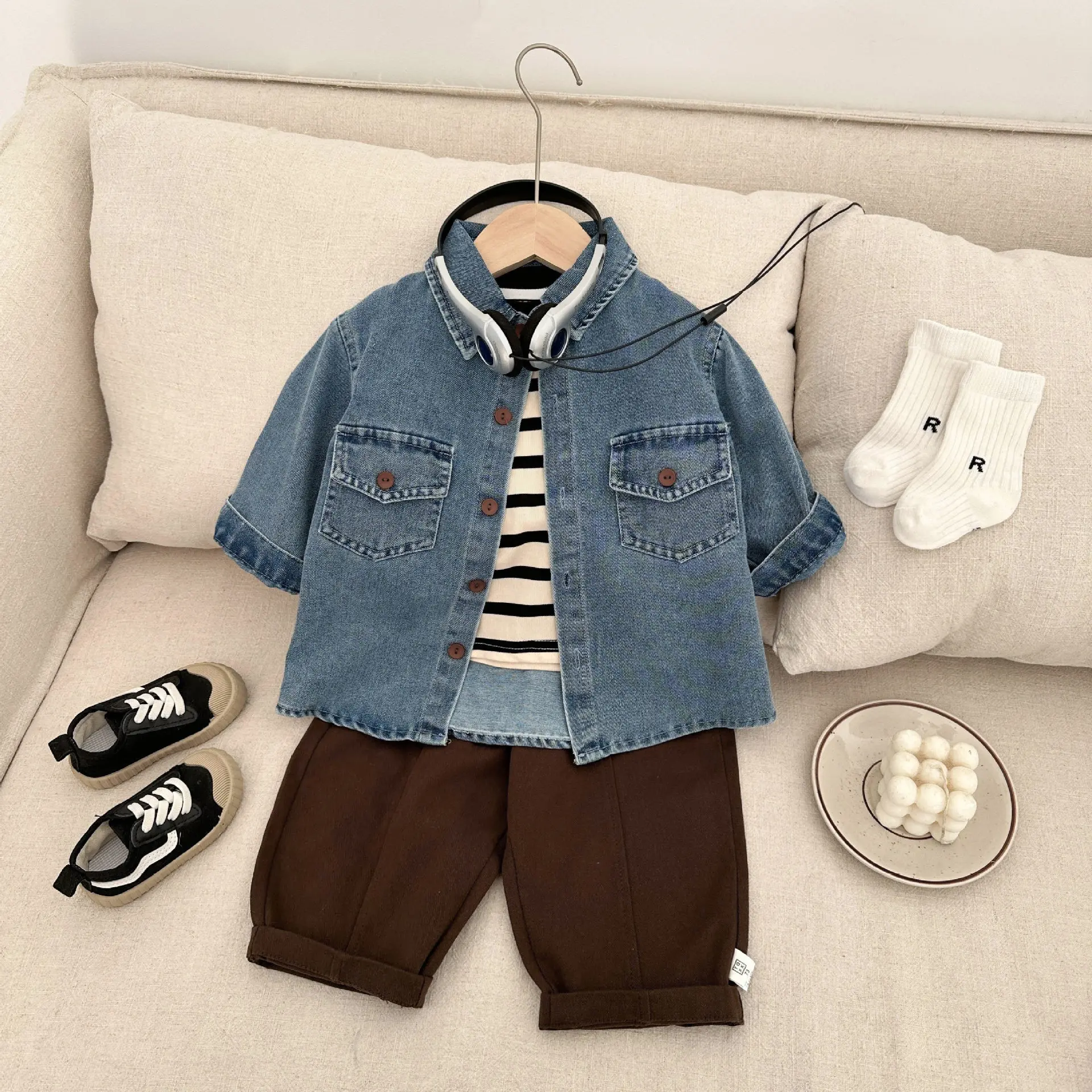 Baby Clothes Boys Spring and Autumn Denim Coat New Fashionable Casual Jacket Baby Cotton Simple Casual Shirt