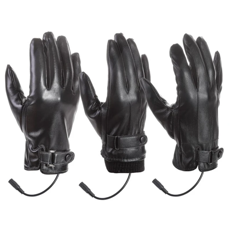

Adult PU Gloves Full Finger Mitten Stretchy Glove with USB Heated Designed