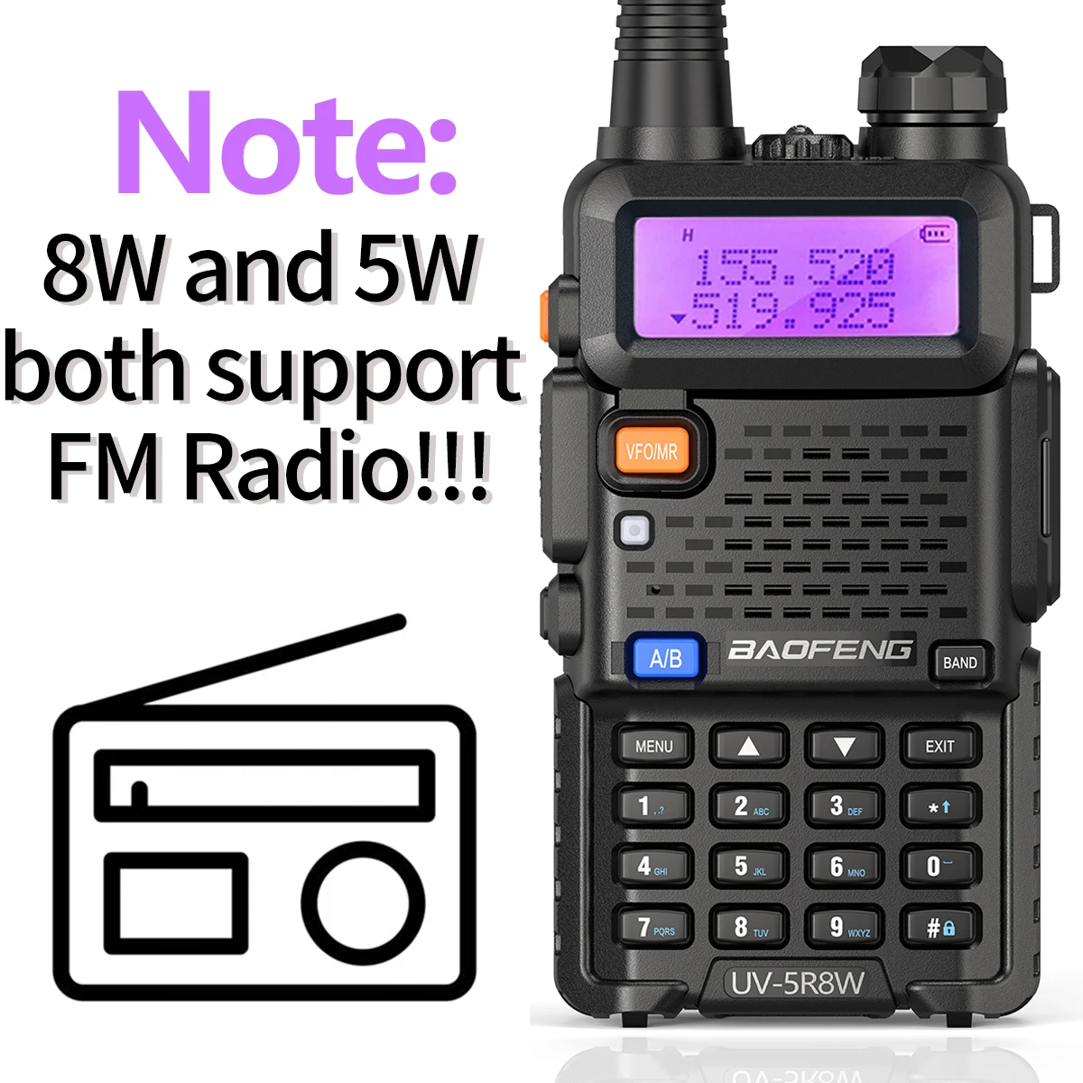 Baofeng BF-UV5R 5W/8WPortable Walkie Talkie FM Radio VHF/UHF Dual Band Two Way Radio Amateur for Hunting UV-82 UV-9R PLUS 2
