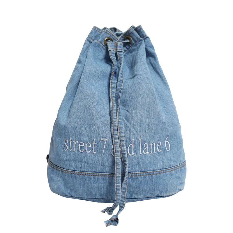 Denim Women's Backpack 2022 Trend Fashion College School Bag Solid Book Packbags for Teenage Travel Jeans Rucksack Blue Back Bag