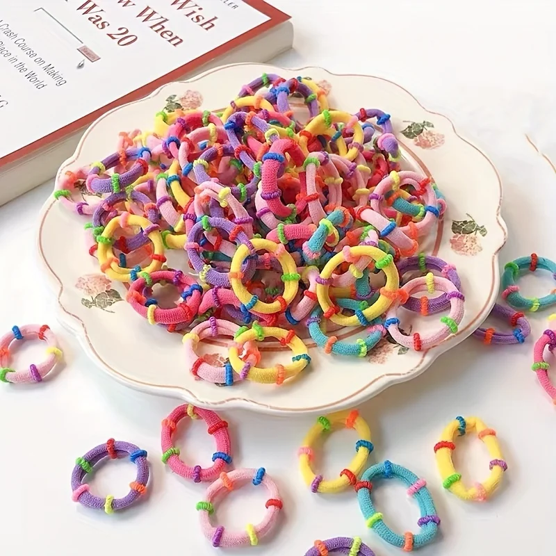 100 stücke süße bunte Haar gummi Pferdes chwanz halter Haar zubehör für Mädchen – Detail 4