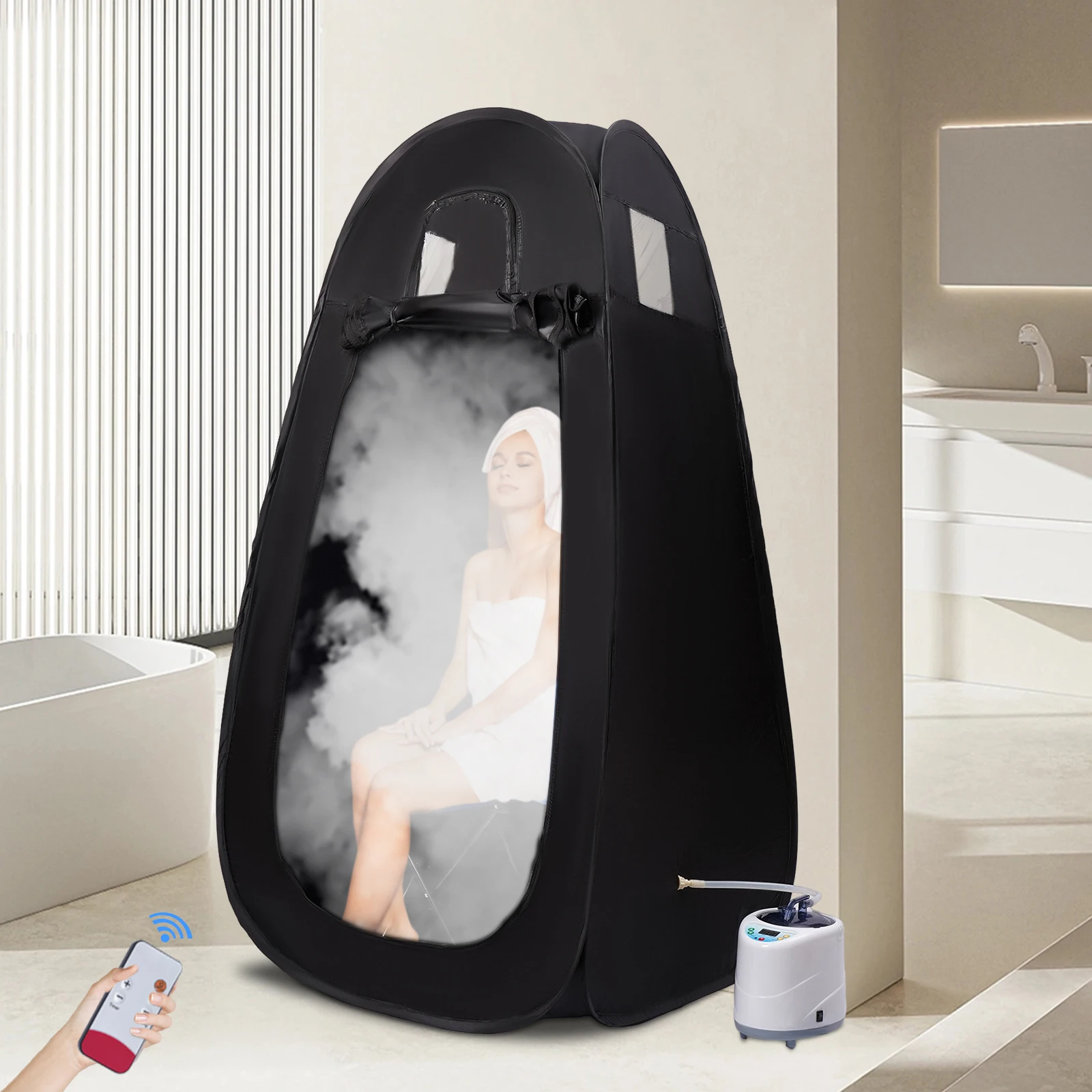 Portable Sauna Full Size Personal Steam Sauna Spa for Home Relaxation at Home 2L Steamer 99 Minute Timer Sauna Tent, Remote Control with Chair,for Detox Relaxation Indoor Sauna