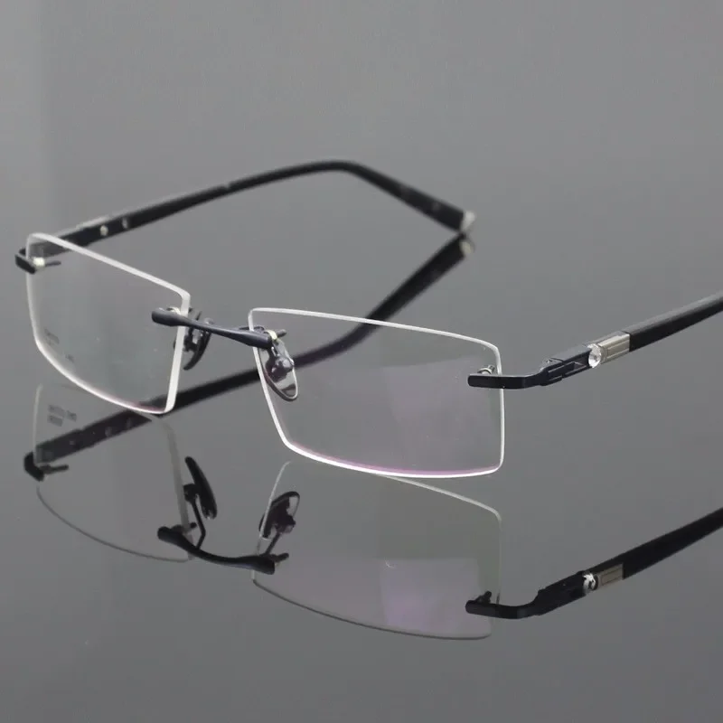Chashma Unisex Rimless Square Titanium Eyeglasses 58103 Image 4