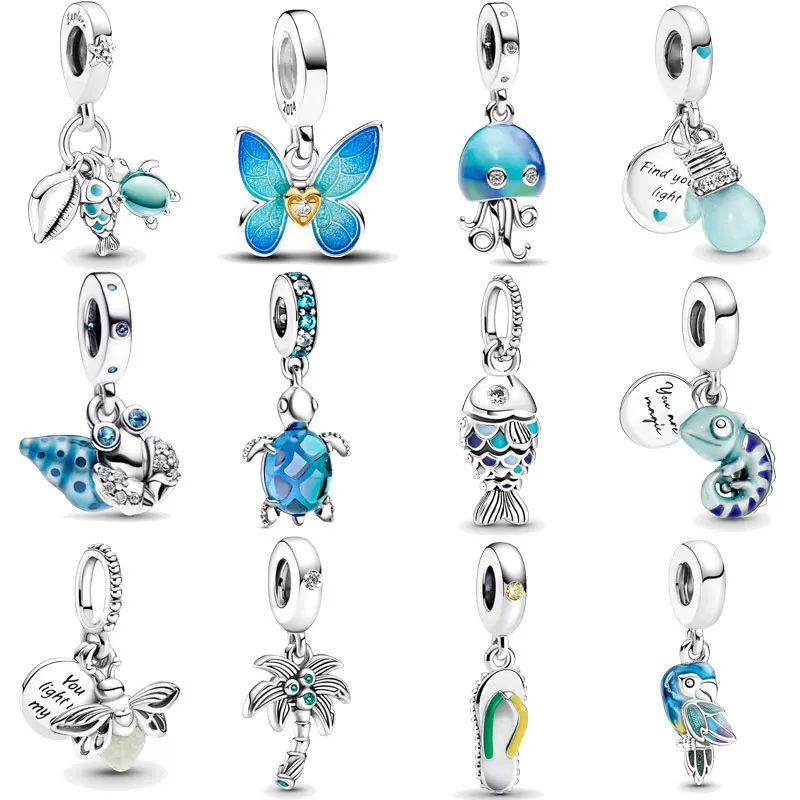 

925 Silver Charm Glow-in-the-dark Firefly Charm Chameleon Dangle Charm Fit Fit Original Pandora Bracelet Women Jewelry DIY