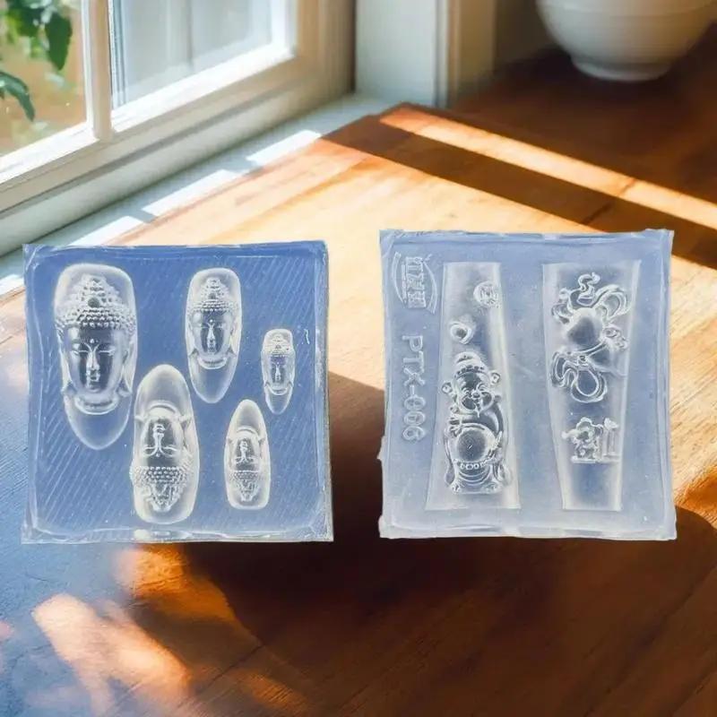 부처님 머리 부의신 3D 아크릴 몰드 네일 아트 장식 DIY 실리콘 매니큐어 템플릿 네일 참 장