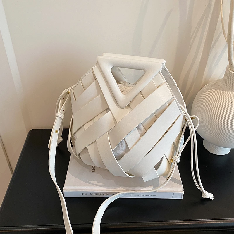 حقيبة يد فاخرة مضفرة منسوجة من البولي يوريثان للنس...