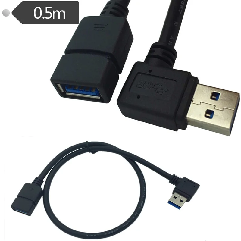 

Удлинительный кабель с прямым углом, 0,5 м, 1 фут, USB3.0 A, разъем «Мама»-«папа»