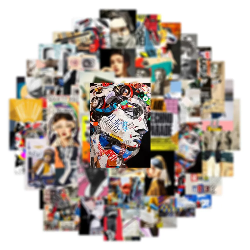 

10/50Pcs Fashion Modern Stitching Art Stickers Skateboard Laptop Phone Luggage Cool Waterproof Toy Sticker for Kids