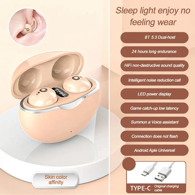 Cuffie Bluetooth 5.3 True Wireless Auricolari In-Ear Mini In Ear Noise Cancelling Invisibili Sleeping HiFi Sound Auricolari - Foto 9