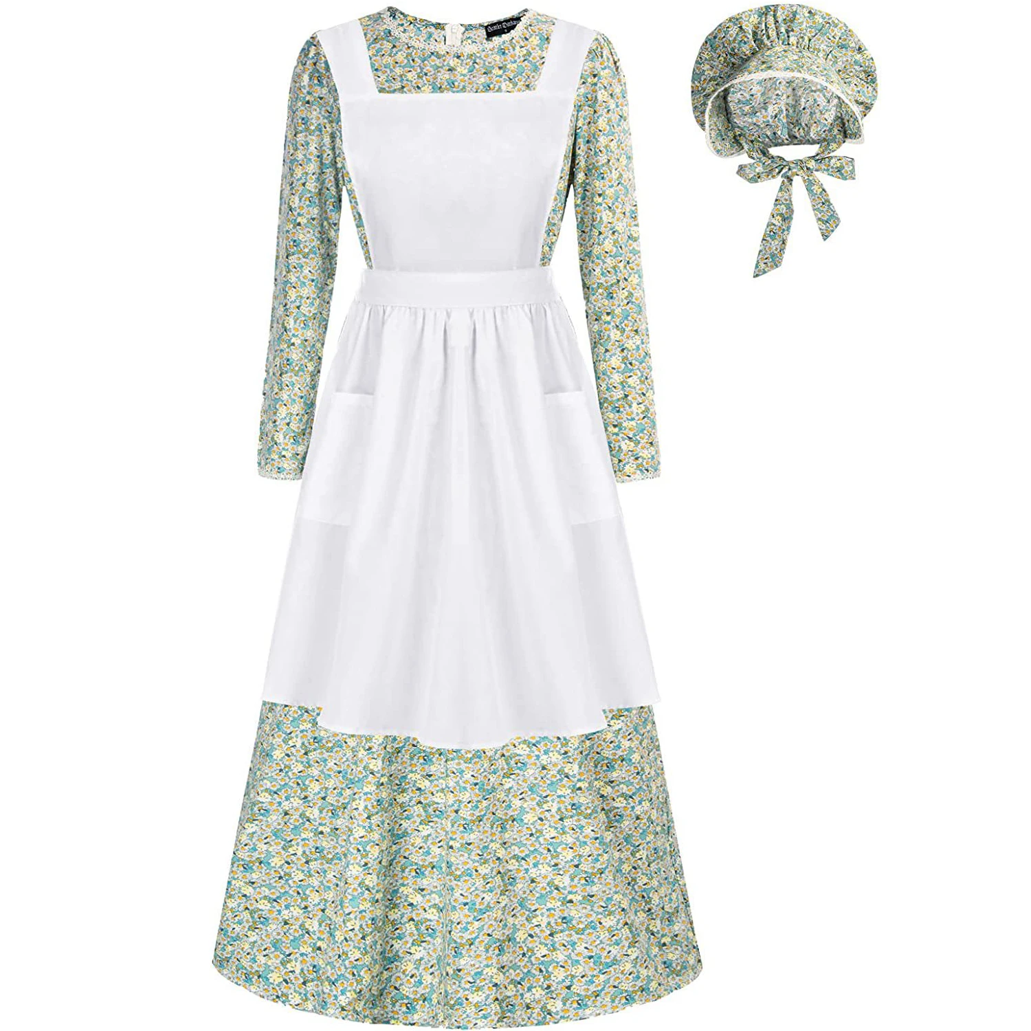 Disfraz De Peregrina Colonial Para Mujer - Negro Y Blanco, Talla única, Temática Histórica