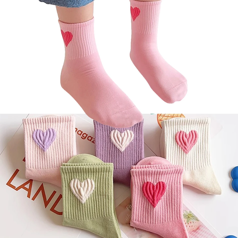 Girls Heart Socks Set 1