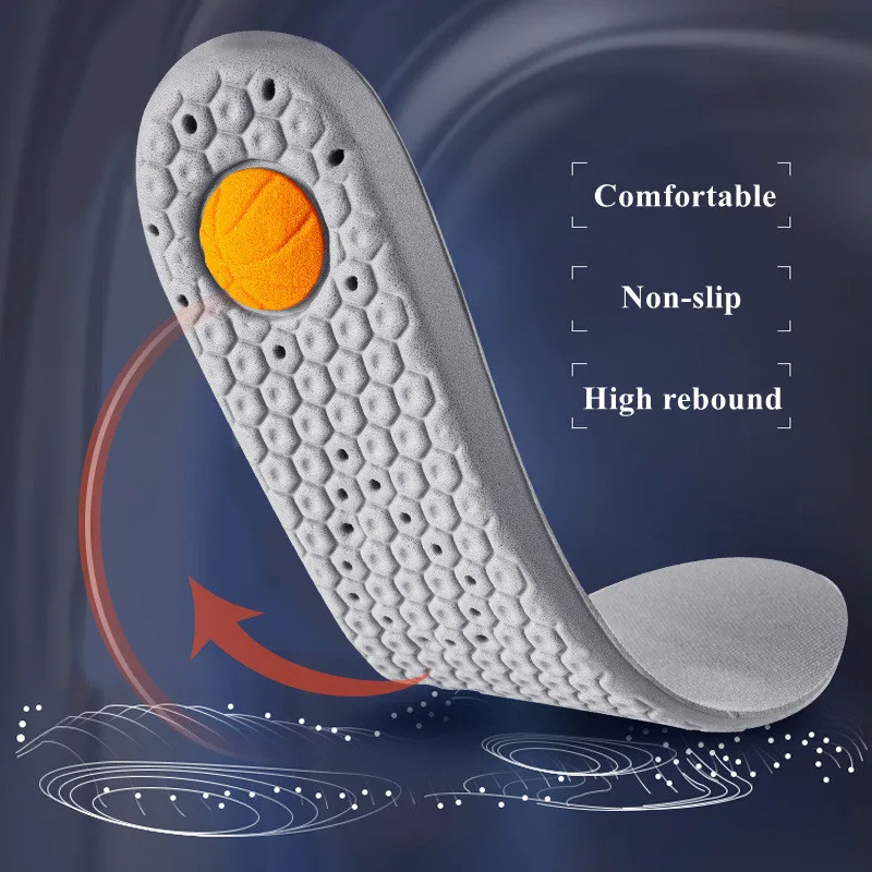 1Pair Basketball Sports Insoles Shock Absorption Sweat-absorbing  Breathable Air Cushion PU Soft Shoe Pads for Women Men Insole