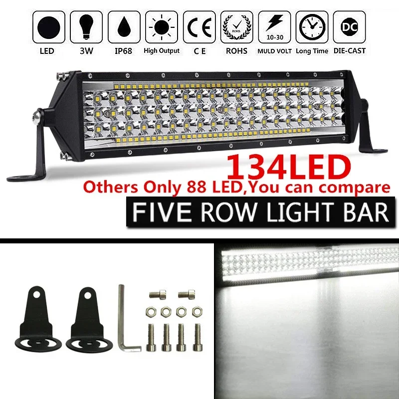 

Five-Rows 12inch 26800LM Led slim Light Bar offroad bar combo beam for Hunting Driving Offroad Light