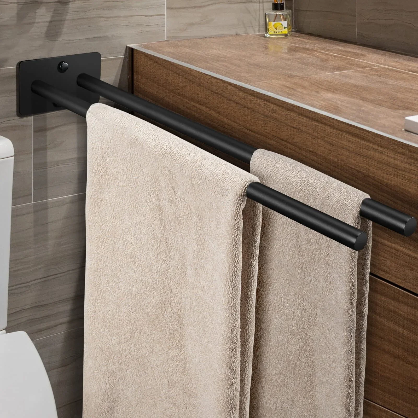 Towel Rack Towel Holder Stainless Steel Towel Holder Wall Mounted Bathroom Towel Rack Double Bar Clothes Shelf Holder Hanger Bathroom Organizer