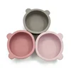 Baby Silicone Feeding Bowl with Suction Cups Children's Waterproof Suction Tableware Bowl Kids Bear Shape Silicone Bowl BPA Free 6