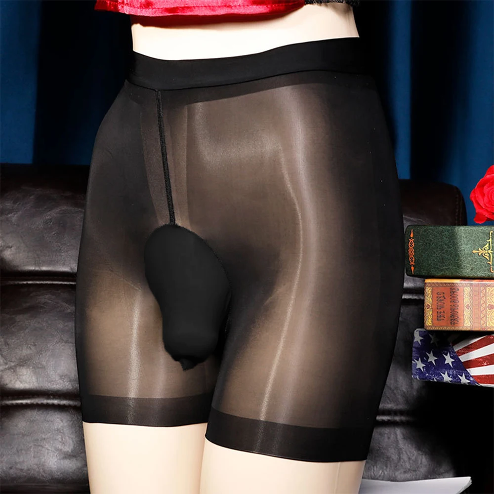 

Трусы-блестящий чулок мужские Бесшовные, с сеткой, прозрачные, гладкие трусы