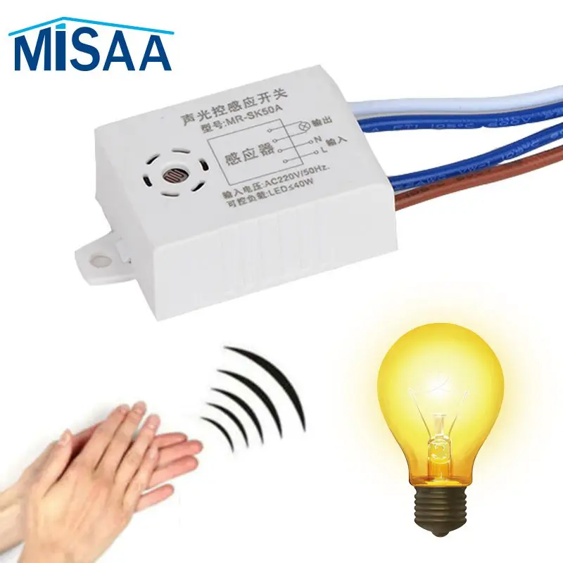 220V 1PCS Smart Sound Voice Sensor Module Auto ON/OFF Light Switch Module Smart Home For Warehouse Stair NOT Tuya Smart Switch