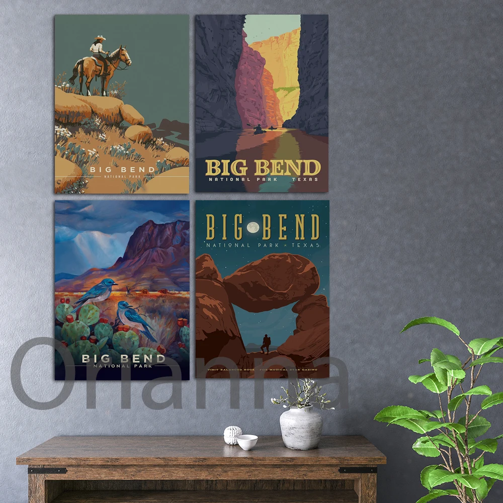 

Big Bend National Park | National Park Wall Art Prints Canvas Painting| US National Parks Retro Poster |Travel Poster Home Decor