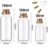 1pcs/1set of 50-150ml transparent cork empty glass bottle with label and brush candy storage glas jar household storage jar vial 3
