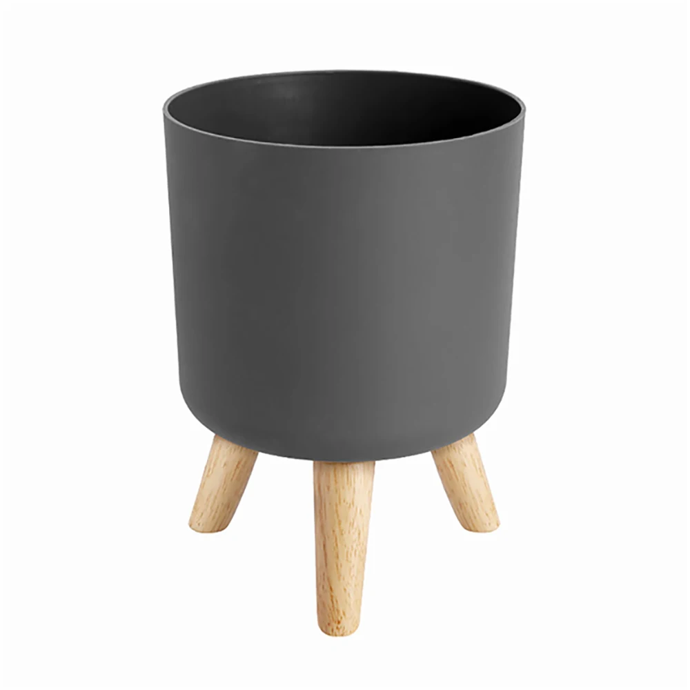 

Modern Plant Pots with Wooden Legs Holder Bedroom Living Room Floor Standing Potted Flower Pot Home Garden Planters -1