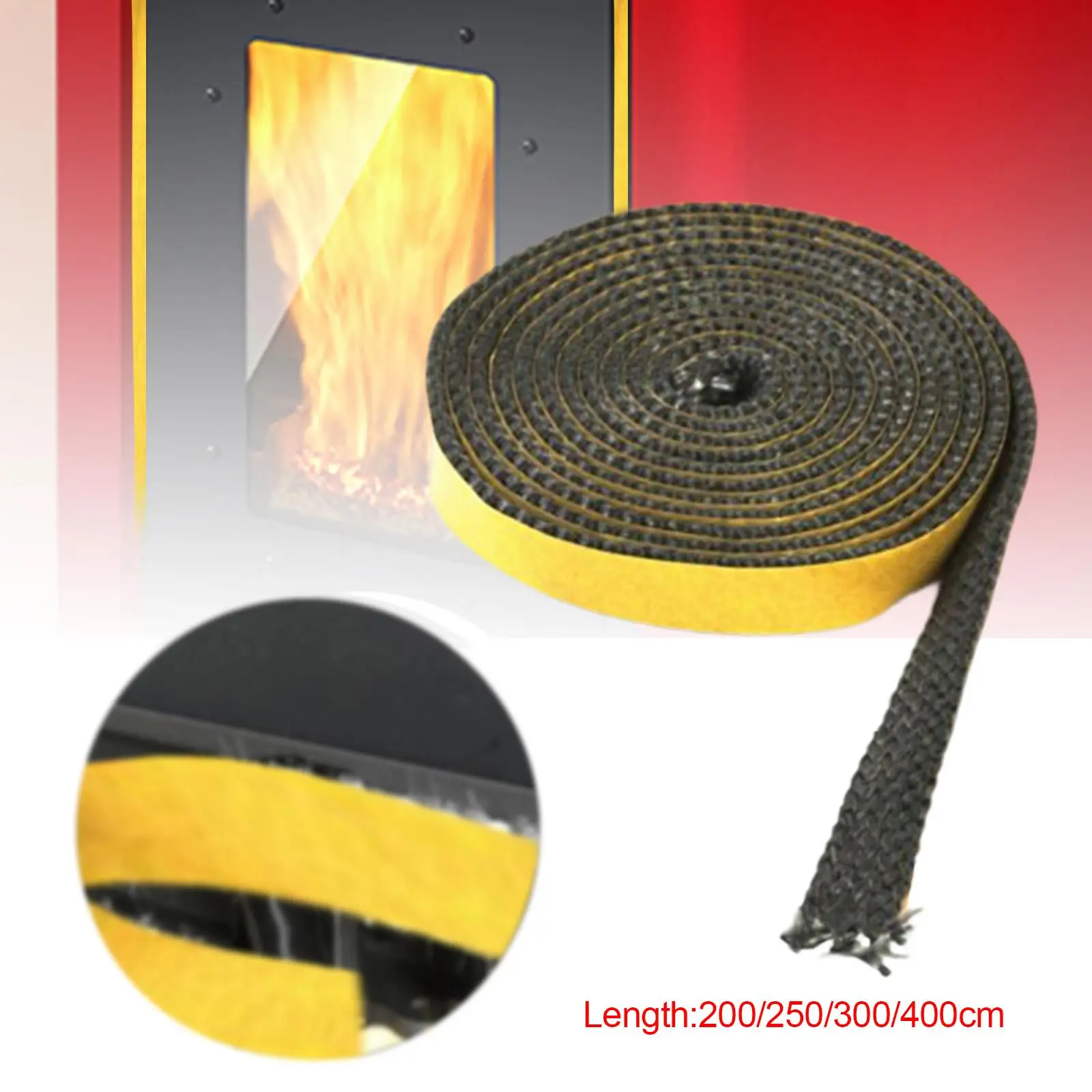 Wood stoves gasket Fiberglass flat gasket high temperature resistance flat stoves rope for fireplace door oven glass window