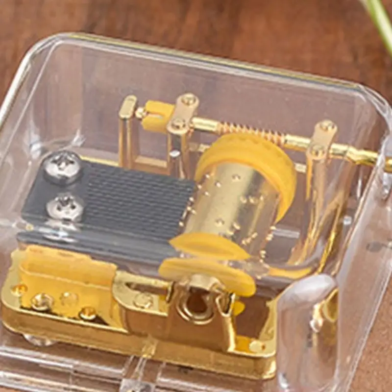Clear Acrylic Mini Music Box with Hand Crank Mechanism Wind Up Musical Box Accessories for Home Decoration and Gifting KXRE