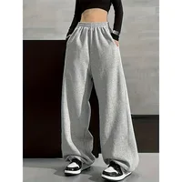 Solid Color Comfortable Wide Leg Pants with Elastic Waist Pocket, Casual Loose Fit for Autumn and Winter - Image 2