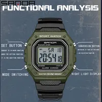 SANDA 2156 mode hommes montre militaire résistant à l'eau Sport montres armée grand cadran Led montres numériques chronomètres pour homme 4