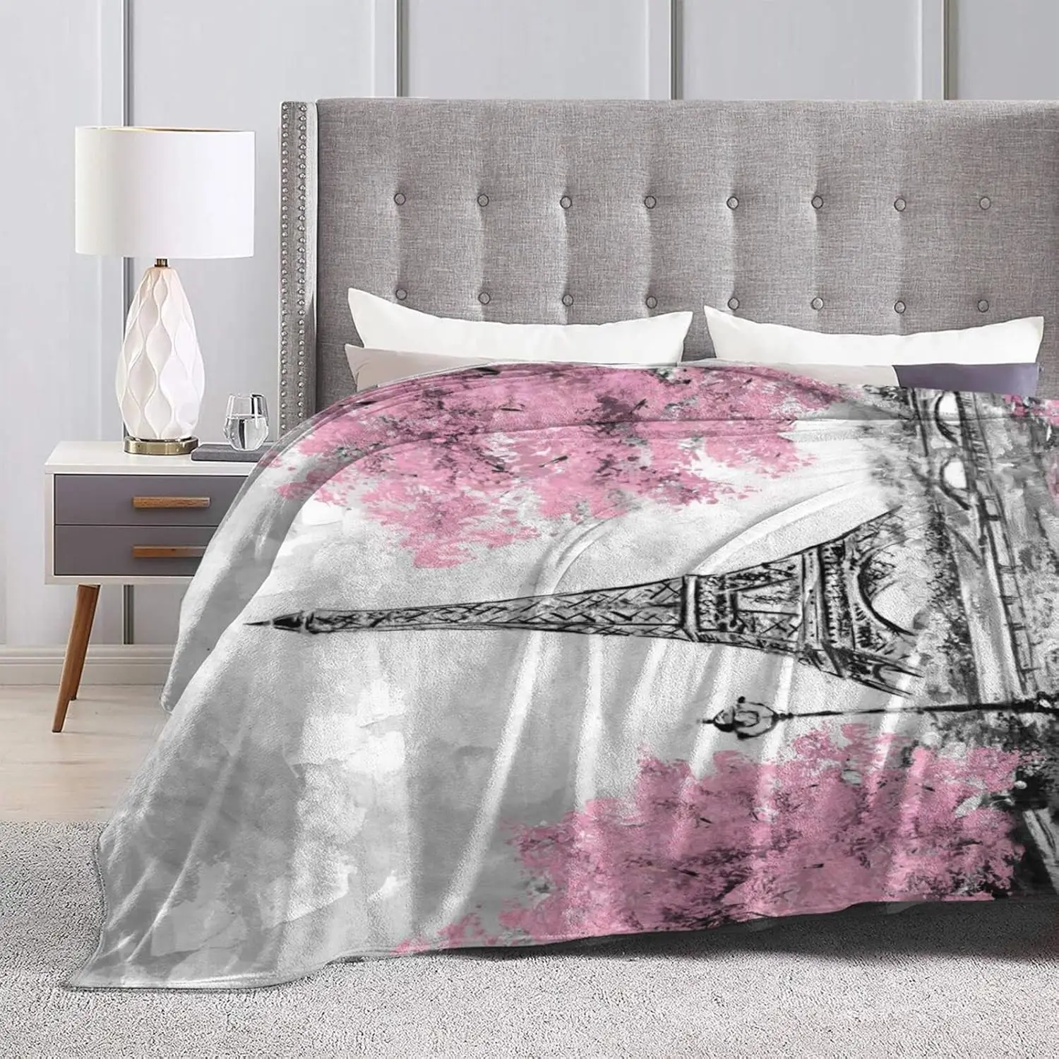 Paris Eiffel Tower Throw Blanket Ultra Soft Warm All Season Decorative Flannel Blankets for Bed Chair Car Sofa Couch Bedroom 2