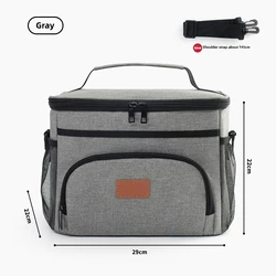 Insulated Leakproof Thermal Lunch Tote - Large Capacity Cooler Bag for Food Delivery, Office, Picnic, and Beach (Gray)