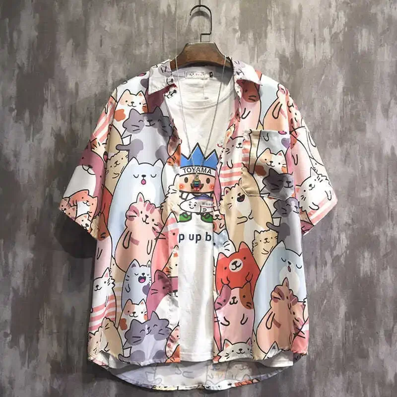 Beach Clothing Men's Hawaii Shirt Set 2023 Summer Seaside Resort Clothing Loose Fit Quick Dry 2-piece Set Clothing Cute Couple