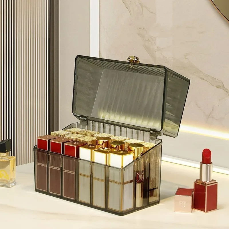 Acrylic Lipstick Organizer Box Makeup Brushes Holder Dustproof Cosmetic Skincare Eyeshadow Palette Home Desktop Storage Case 6