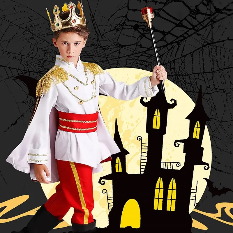 Seven Piece Halloween Children's Role Playing King Costume Fantasy European Royal Costume Christmas Gift Set medieval prince costume
